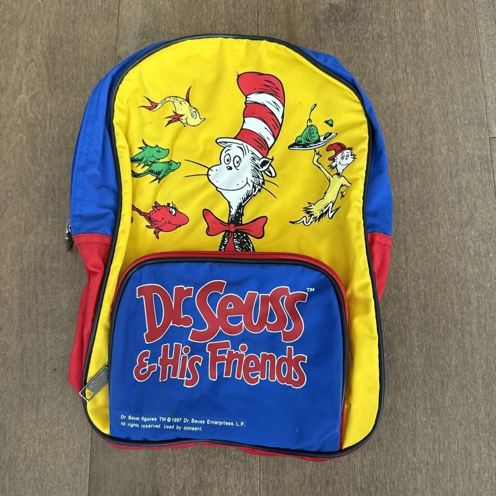 Dr Seuss Official Merchandise 1997 Vintage Kids Backpack Cat in the Hat 90s